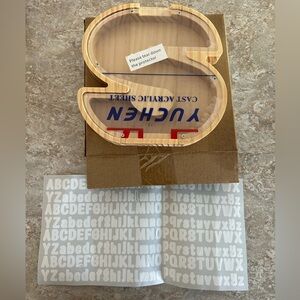 Letter S wooden piggy bank